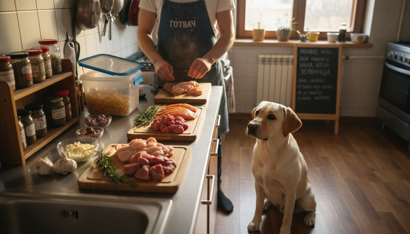 Куче, хранено с прясно месо и висококачествени протеини