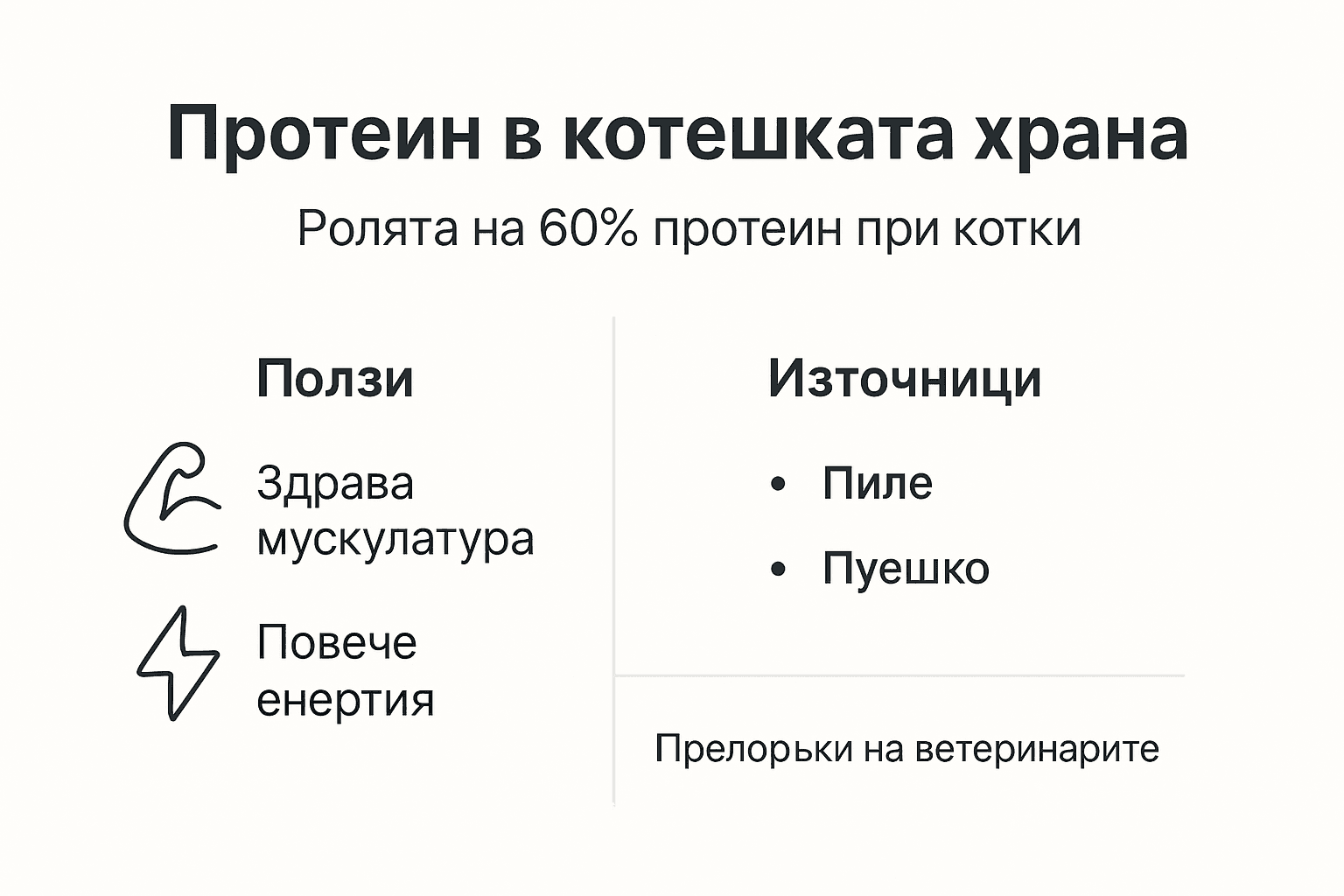 Визуално представяне на съдържанието на протеин в храната за котки