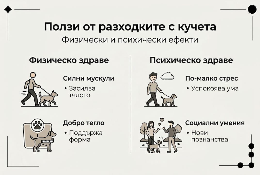 Инфографика: Защо разходките с кучето са полезни за вас и вашия любимец