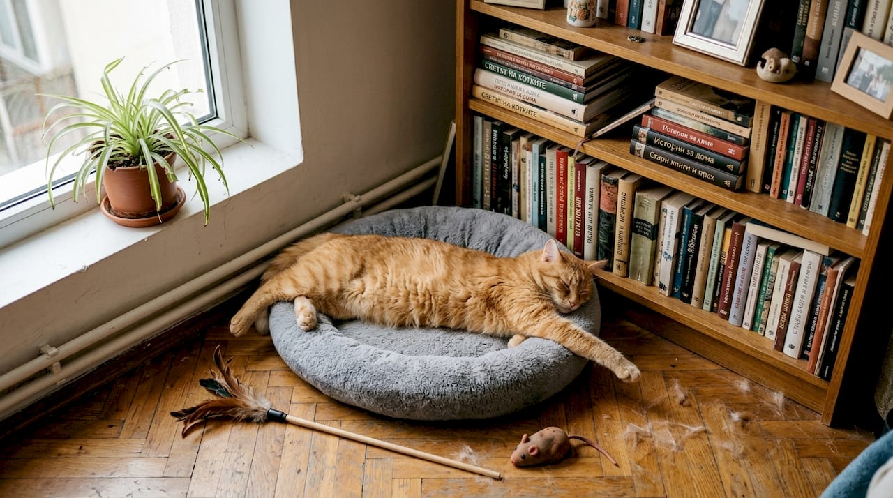 Уютен ъгъл за котката с всичко необходимо – играчки, легло и аксесоари