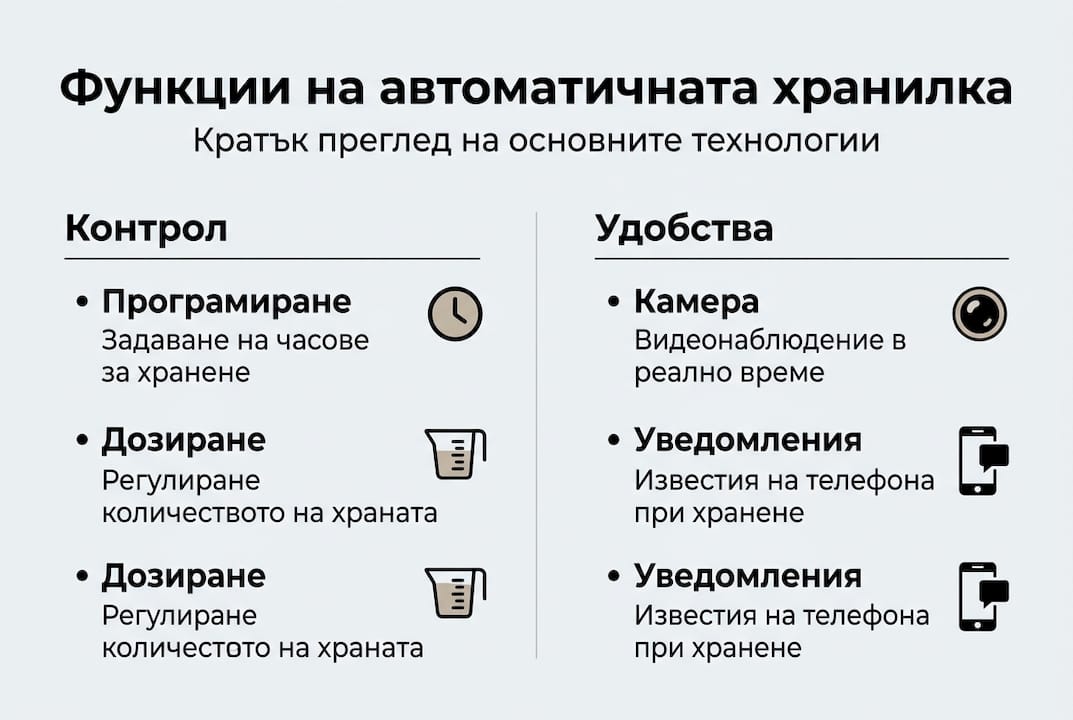 Вижте най-важните предимства и възможности на автоматичната хранилка събрани в една инфографика