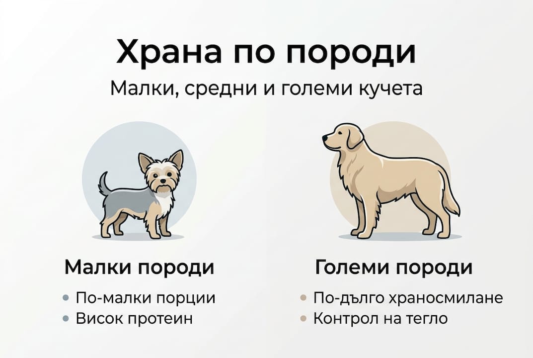 Инфографика: Как се различава храненето при различните породи – основни особености и разлики