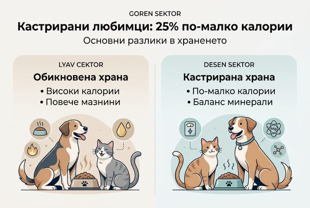 Инфографика: Какво е различното в храненето на кастрираните домашни любимци