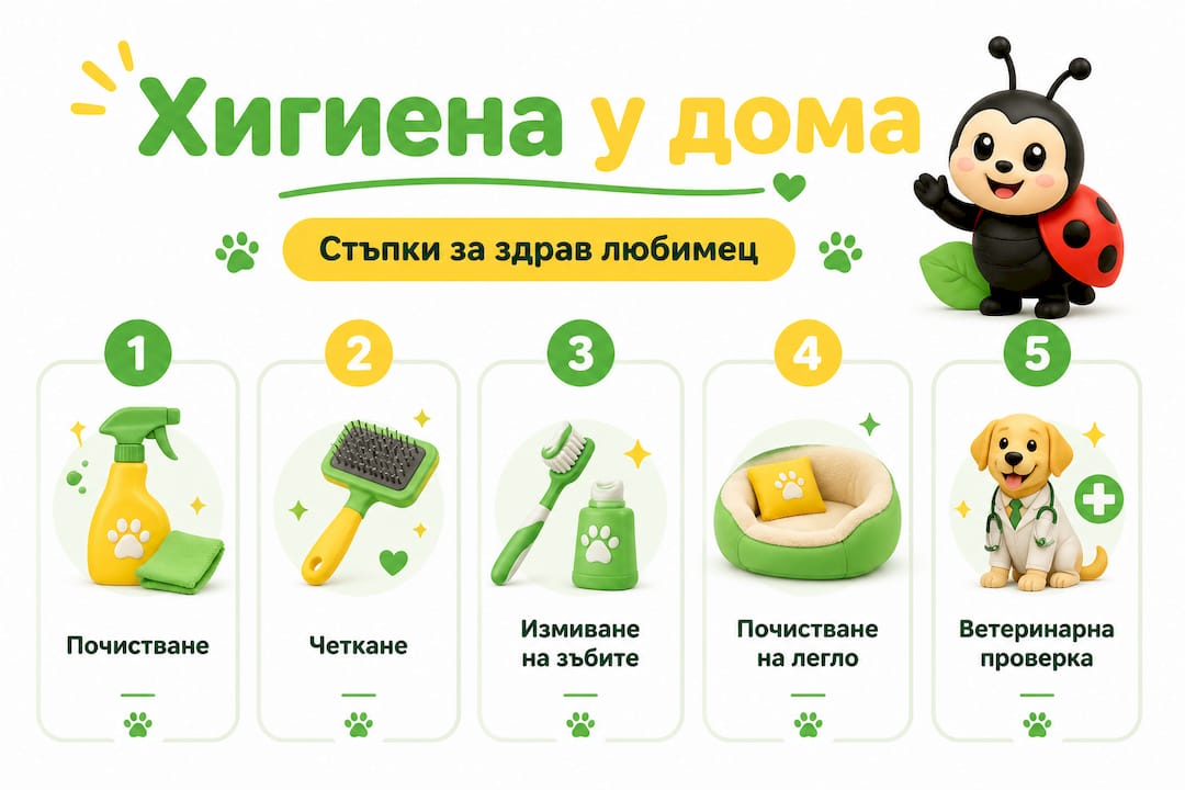 Инфографика с най-важните правила за поддържане на добра хигиена при домашните любимци