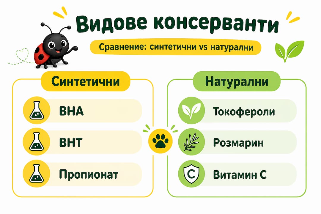 Инфографика: Сравнение между синтетични и естествени консерванти