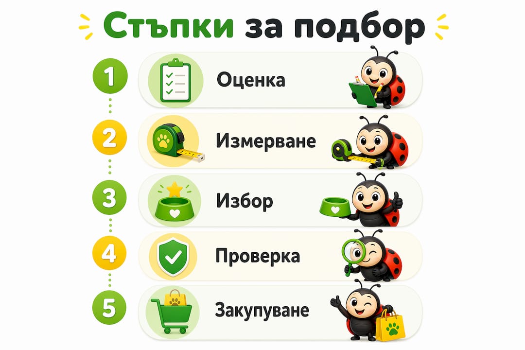 Инфографика, представяща стъпките при избора на подходящи аксесоари