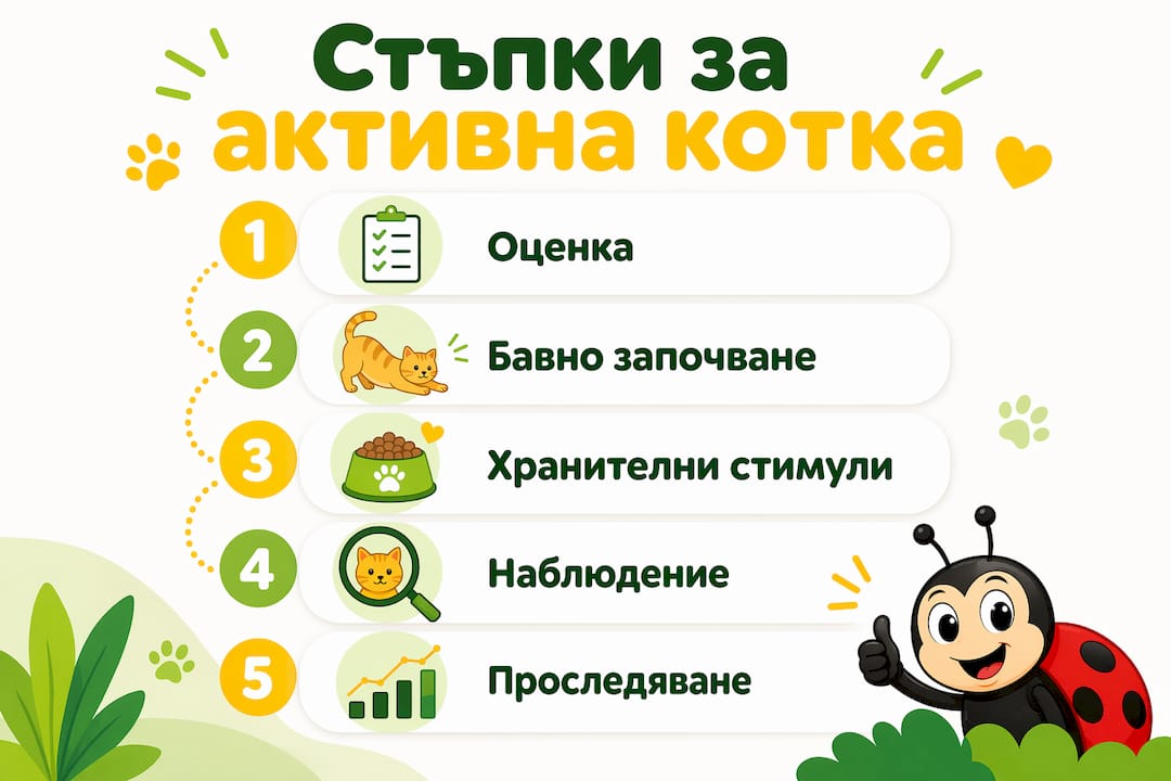 Инфографика: как да накараме котката си да се движи повече – основни съвети и стъпки за активни игри