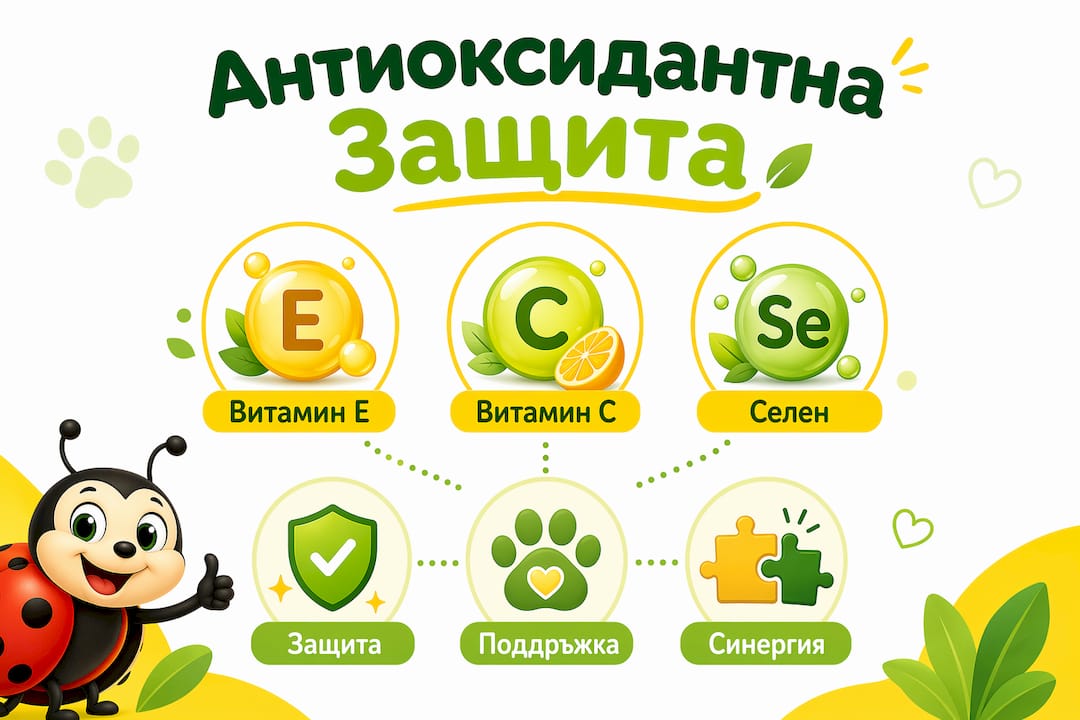 Инфографика: Кои са основните антиоксиданти и как помагат на здравето на животните