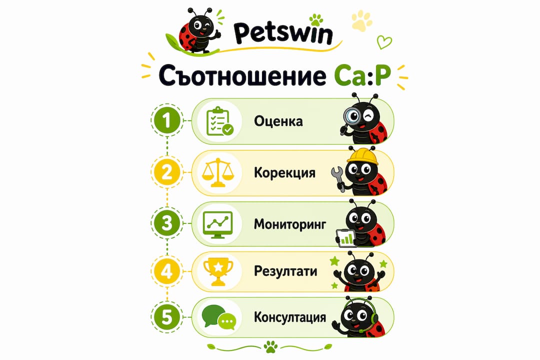 Инфографика, която показва баланса между калция и фосфора
