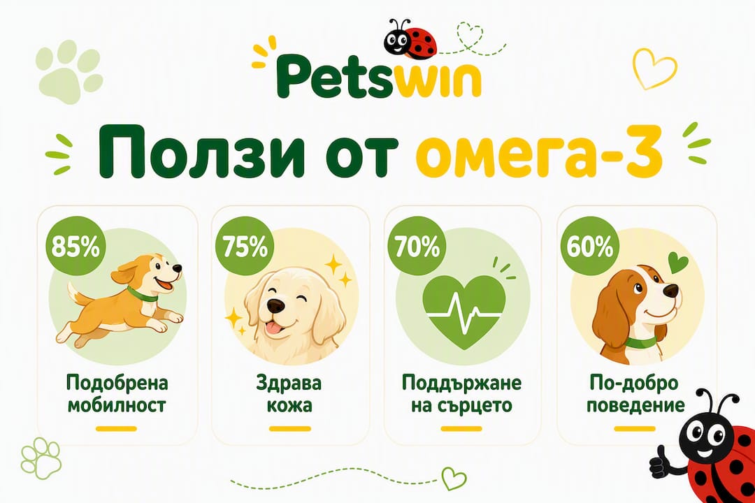 Инфографика: най-важните ползи от омега-3 за здравето на домашните любимци