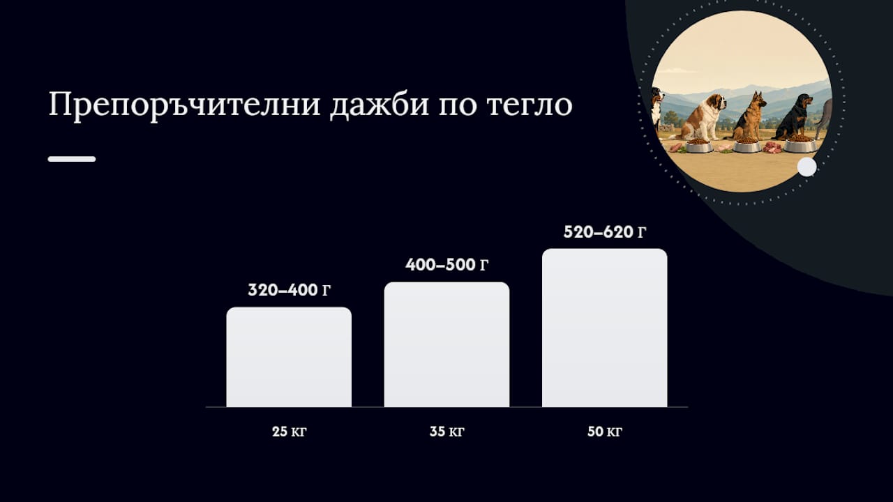 Ежедневни хранителни порции според теглото и нивото на активност