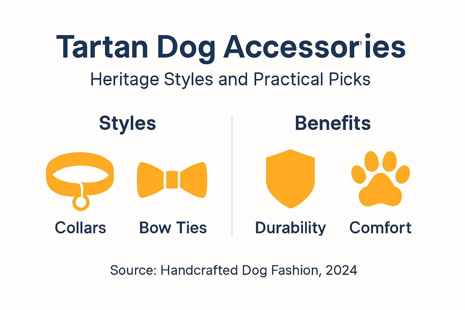 Infographic comparing tartan dog accessory styles and benefits
