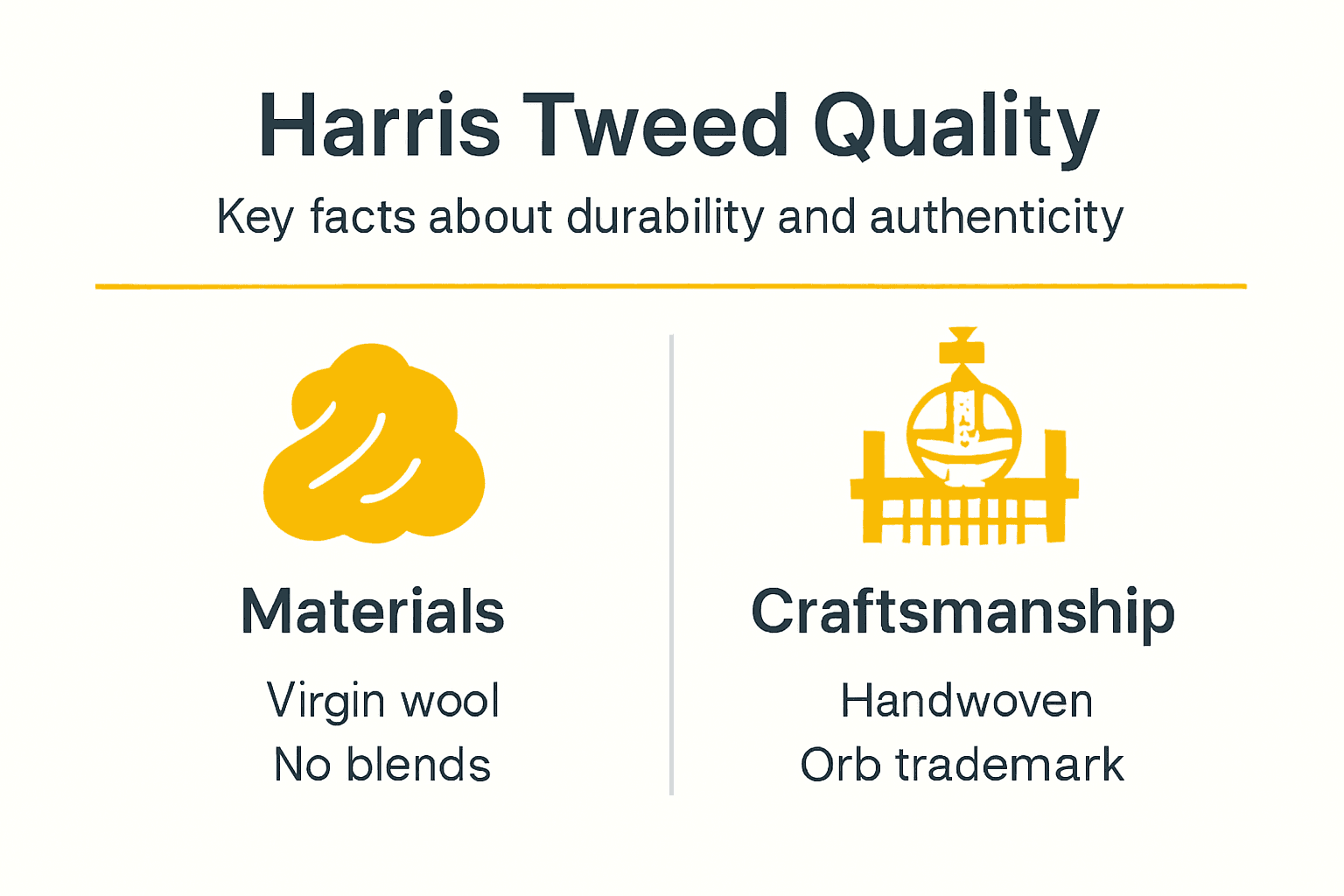 Infographic showing Harris Tweed quality highlights