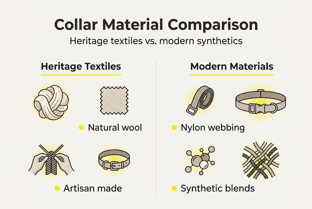 Infographic comparing collar materials features