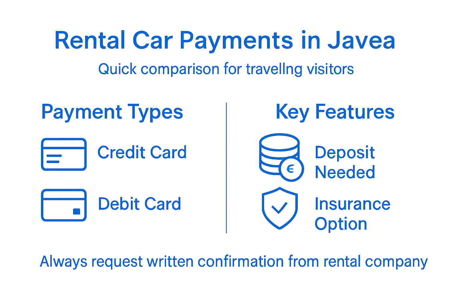Infographic comparing rental car payment options