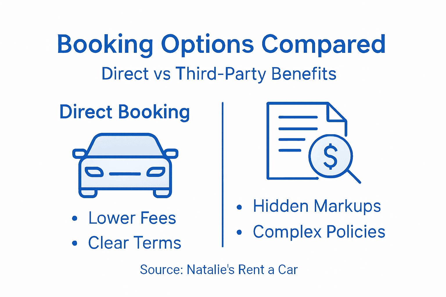 Infographic comparing car rental booking choices