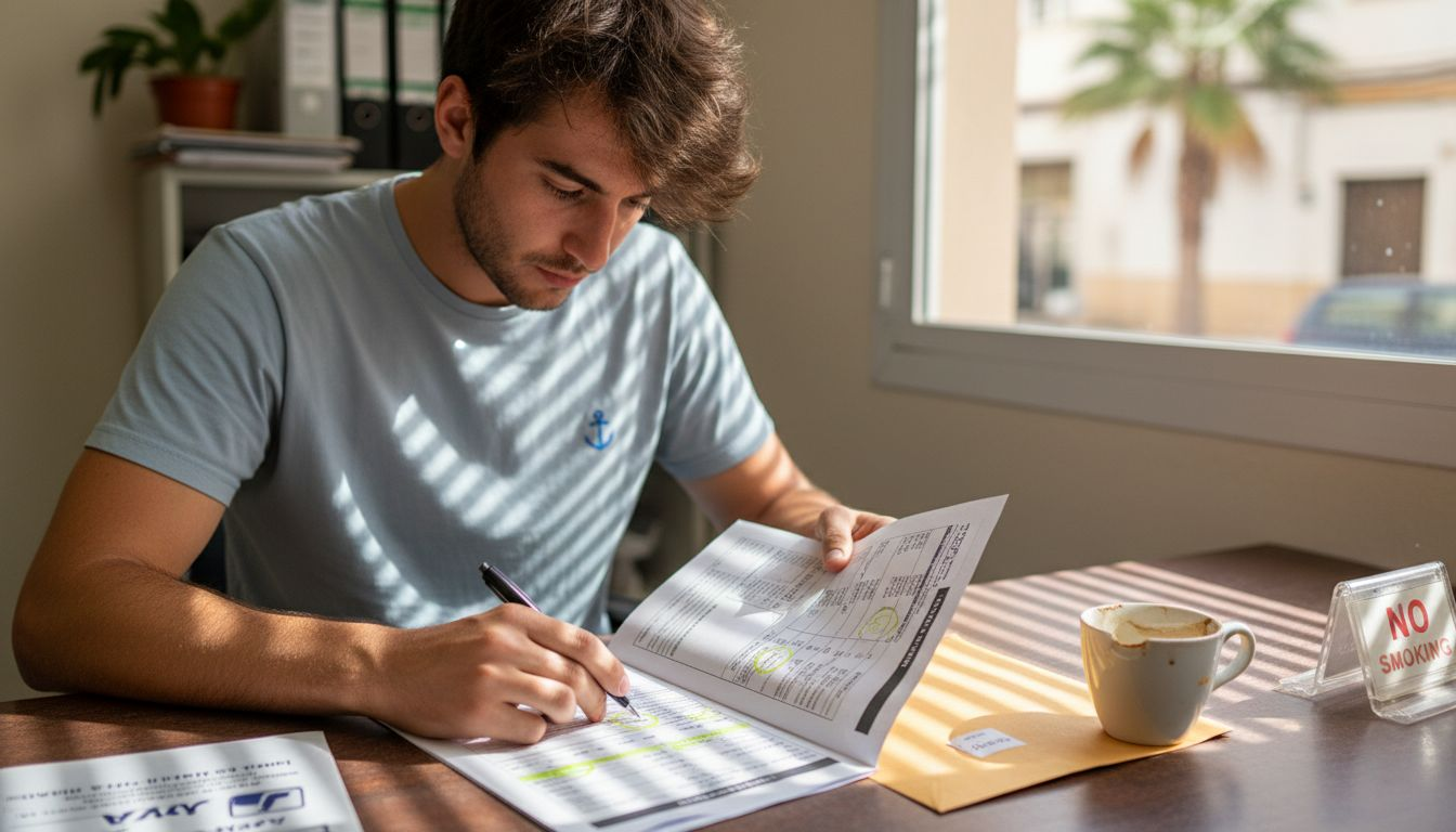 Man reviewing car rental agreement with fees