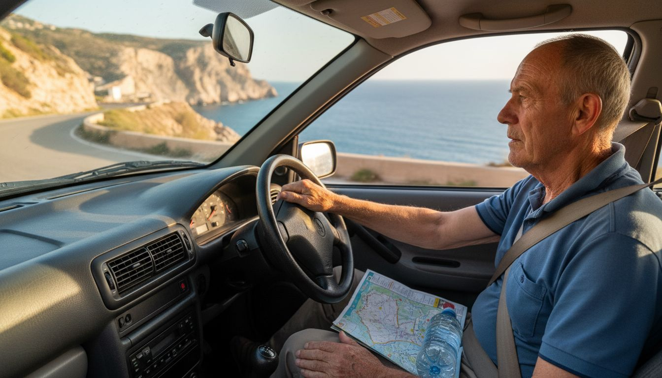 Manual driving on coastal winding road