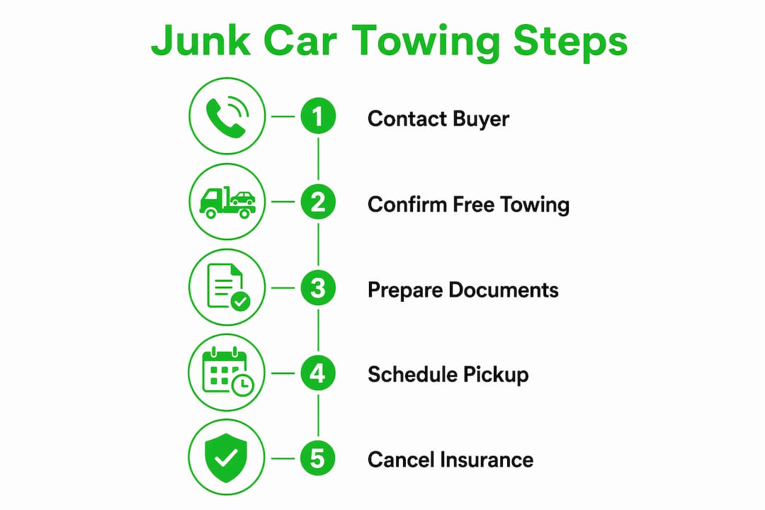 Infographic showing steps to get junk car towed