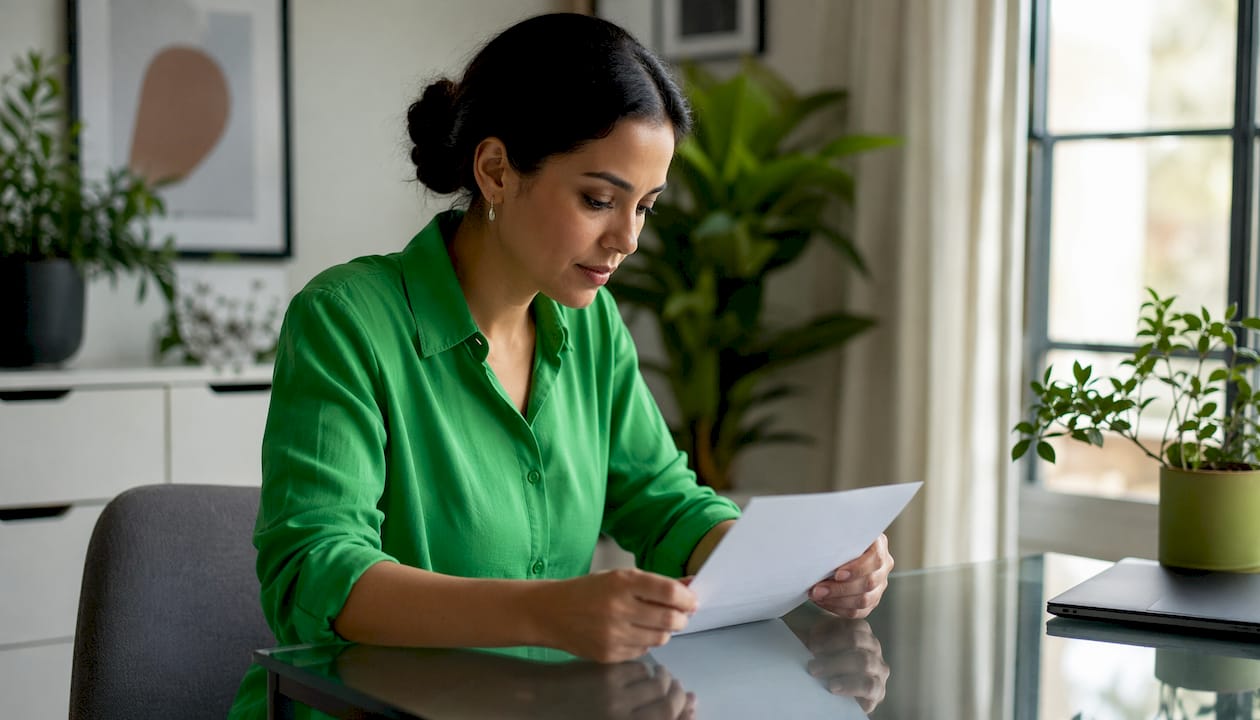 Hands placing bill of sale on desk