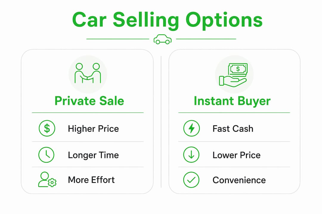 Infographic comparing private sale and instant buyer