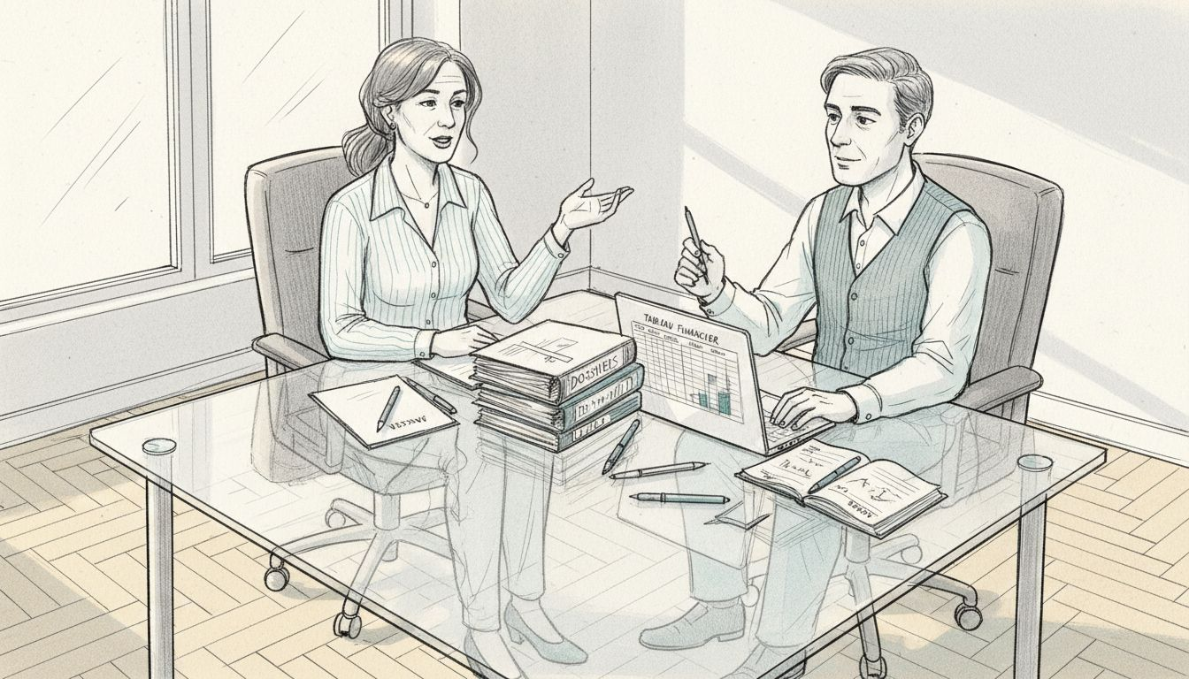 Échange entre avocat et expert-comptable autour de la gestion du patrimoine