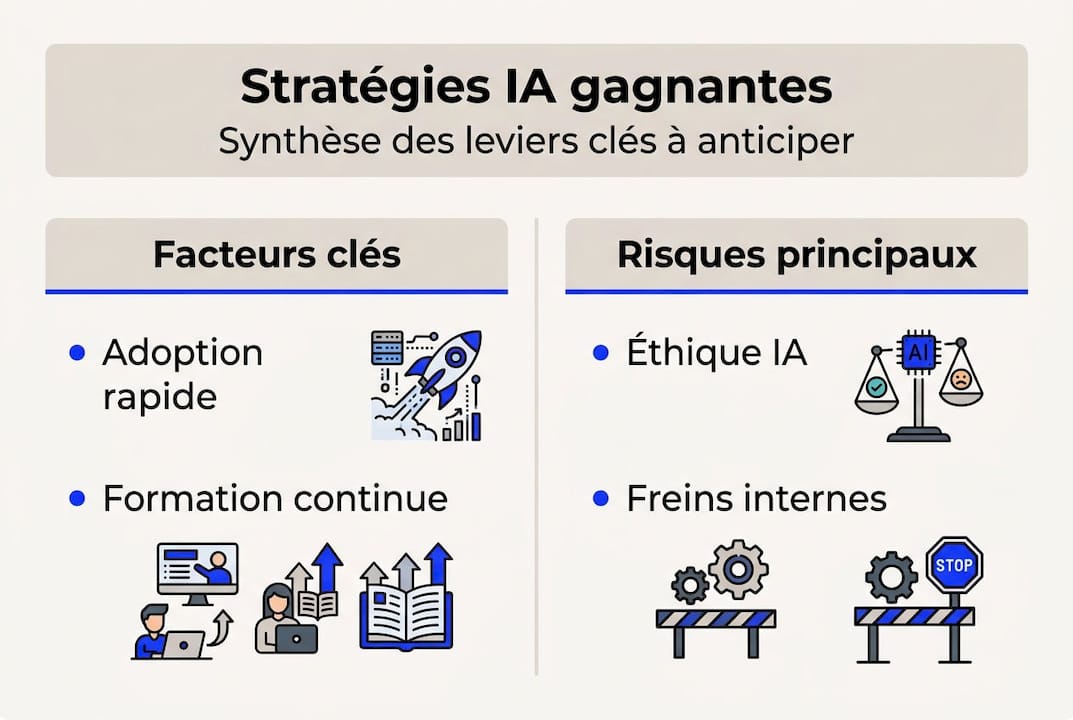 Visuel clé : les grandes stratégies liées à l’IA et les principaux risques à anticiper