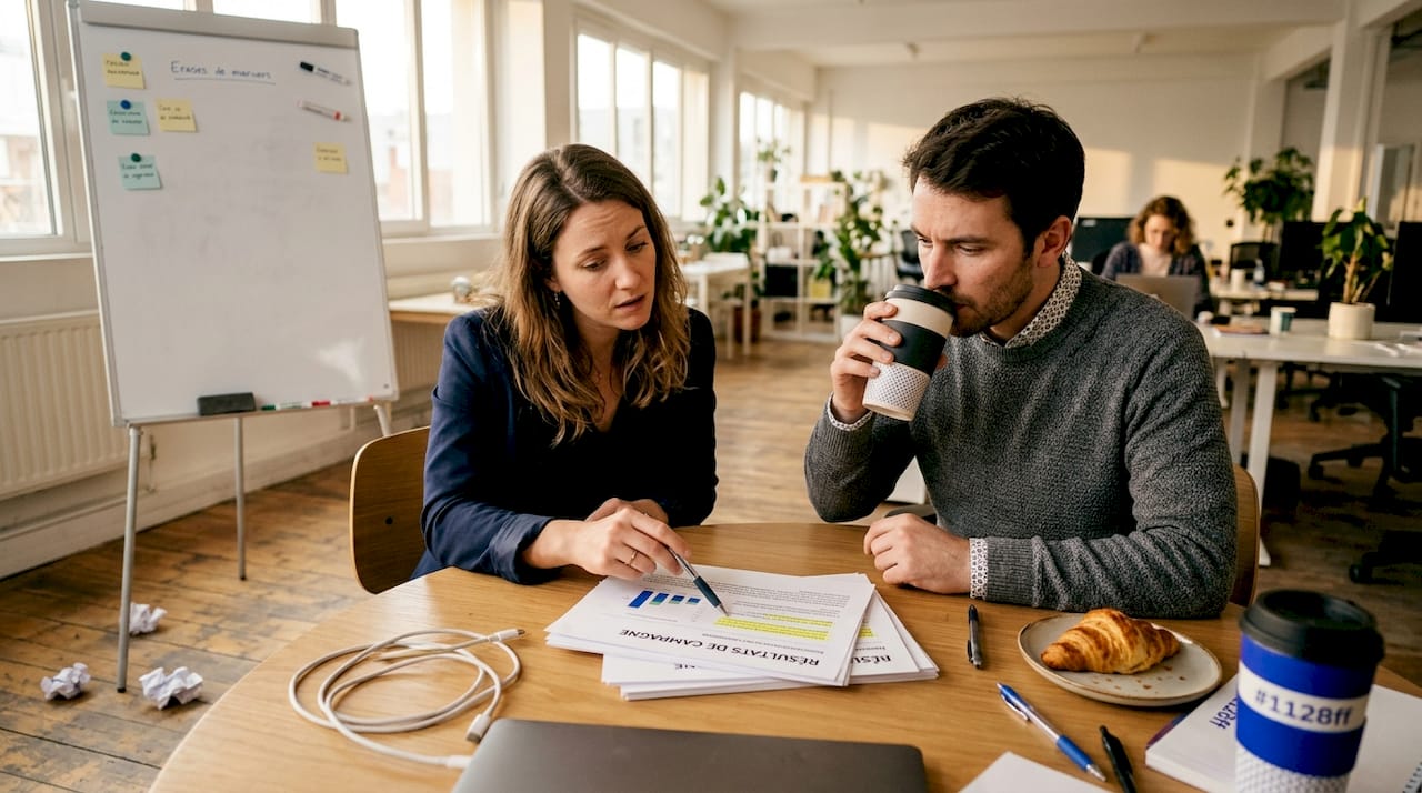 L’équipe fait le point sur les résultats mitigés de la campagne d’IA.