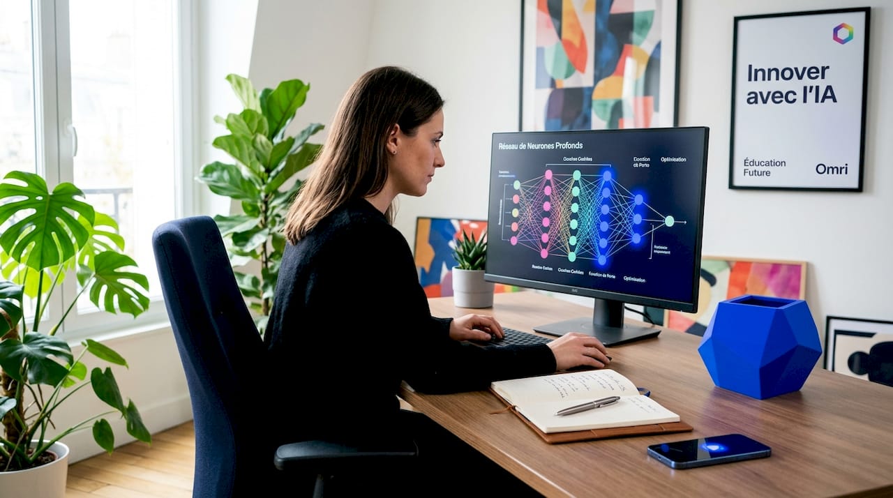 Un analyste passe en revue un réseau de neurones sur son poste de travail.