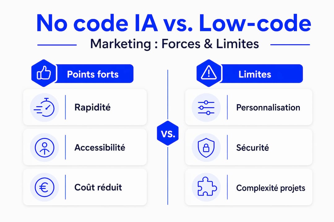 Infographie : quelles différences entre le marketing sans code et le marketing low-code ?