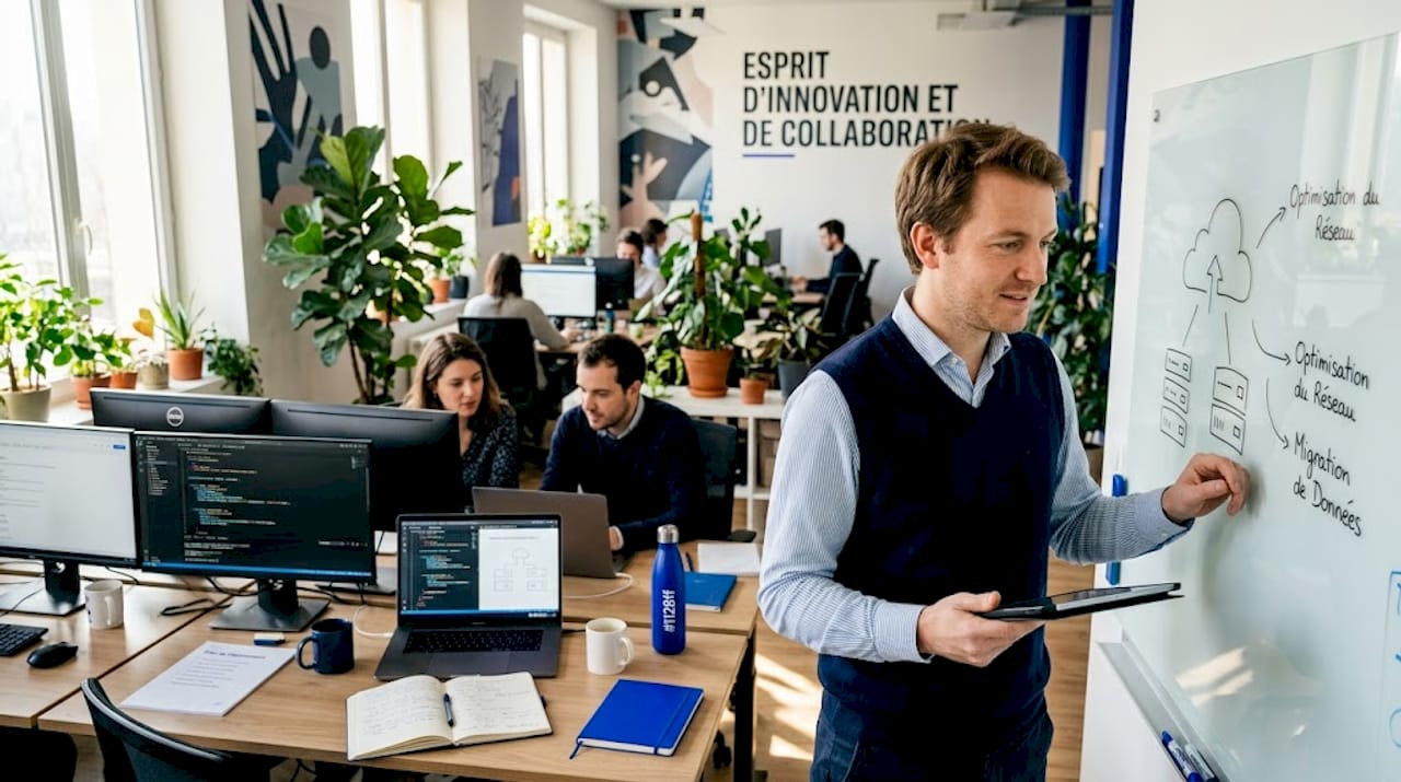 Responsable informatique évaluant les avantages et inconvénients du cloud par rapport aux serveurs traditionnels
