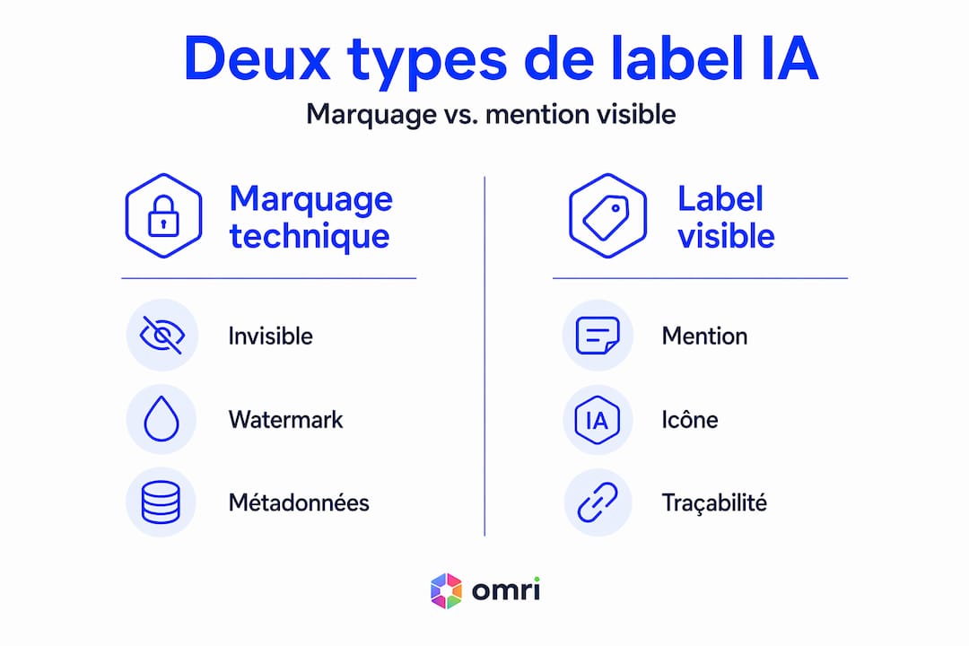 Infographie : panorama des labels IA, entre deux grandes familles