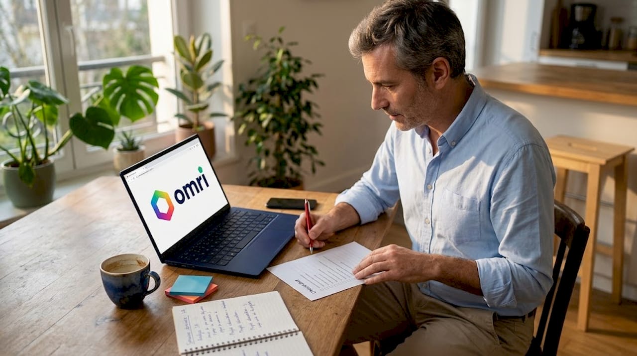 Un homme en pleine élaboration d’une stratégie autour de l’intelligence artificielle, penché sur des documents étalés sur la table.