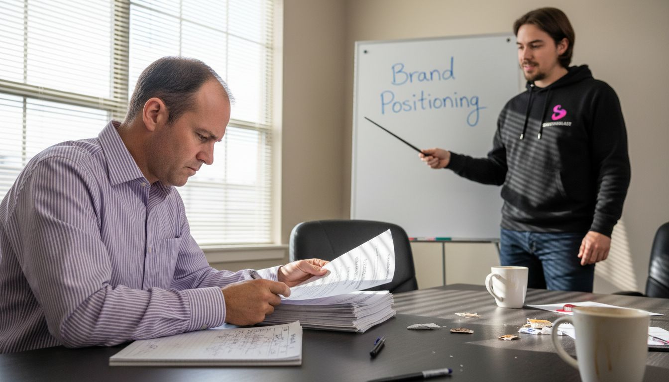Business owner reacting to unclear brand strategy