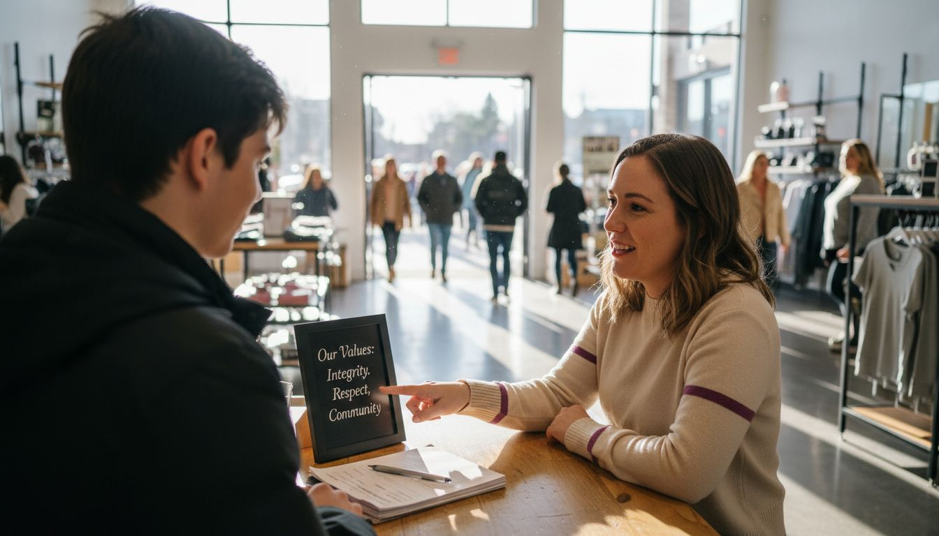 Customer interaction highlighting brand values