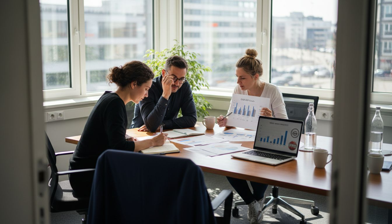 Team reviews European creator economic data