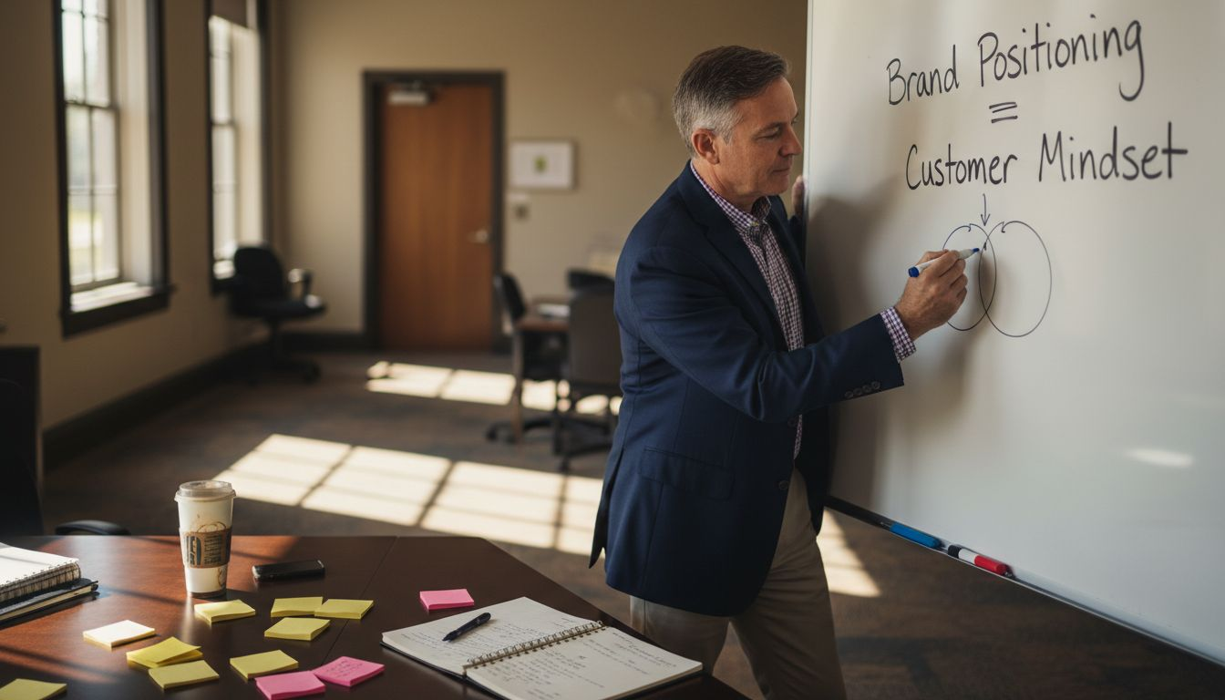 Consultant sketching brand strategy diagram