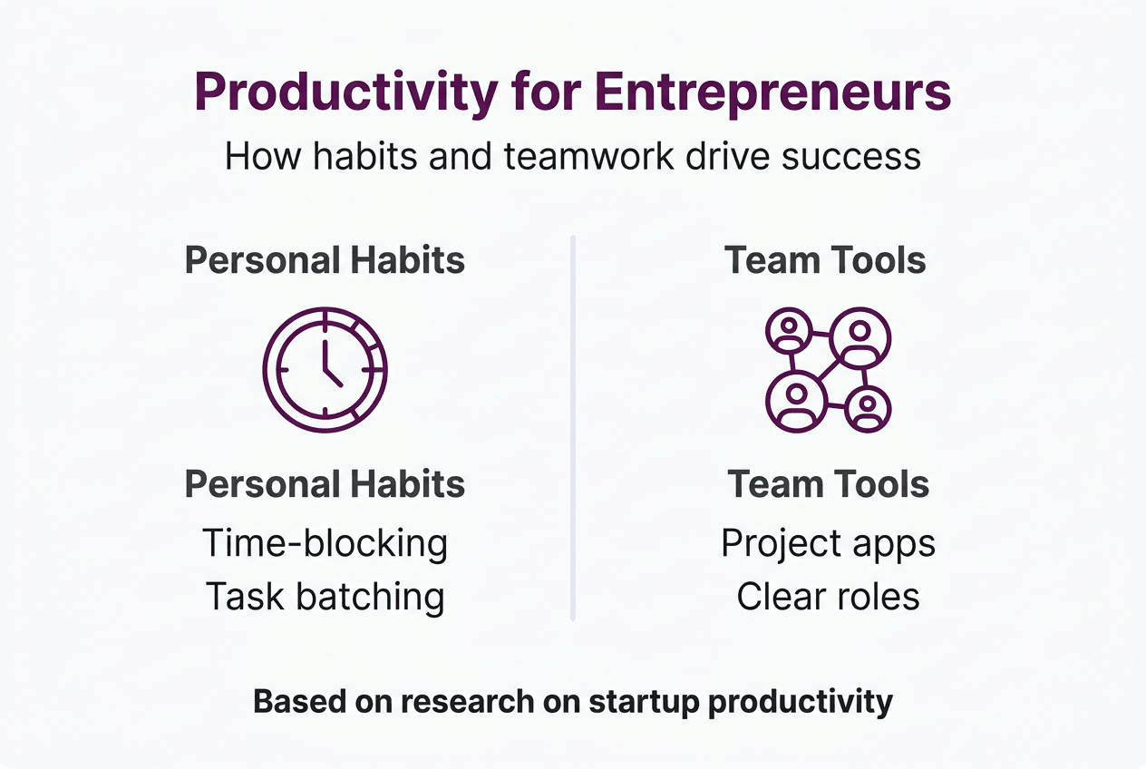 Infographic with key entrepreneurship productivity points
