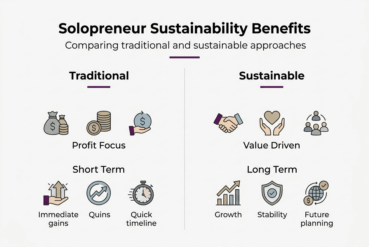 Infographic contrasting traditional and sustainable entrepreneurship