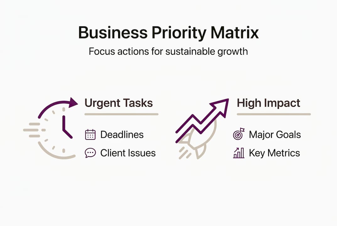 Infographic business priority matrix with main categories