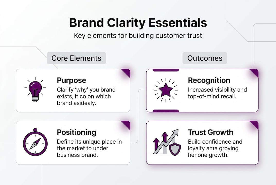 Infographic outlining essentials of brand clarity