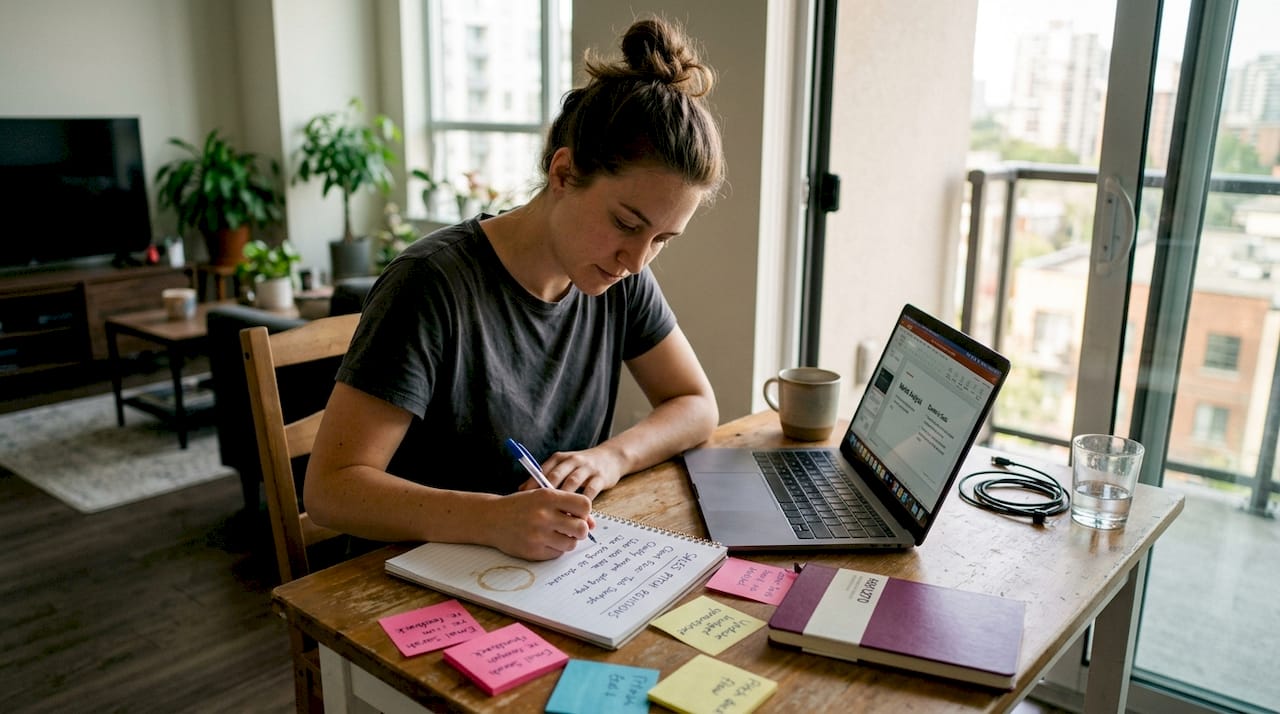 Solo entrepreneur refines sales pitch at kitchen table