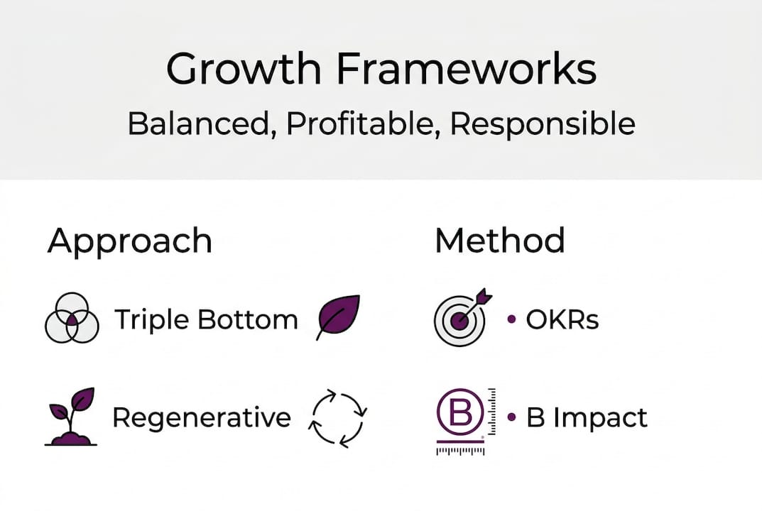 Infographic showing sustainable growth frameworks