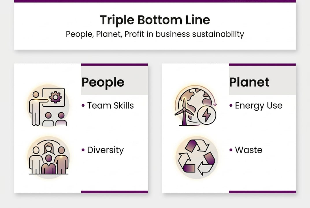 Infographic of triple bottom line framework with goals