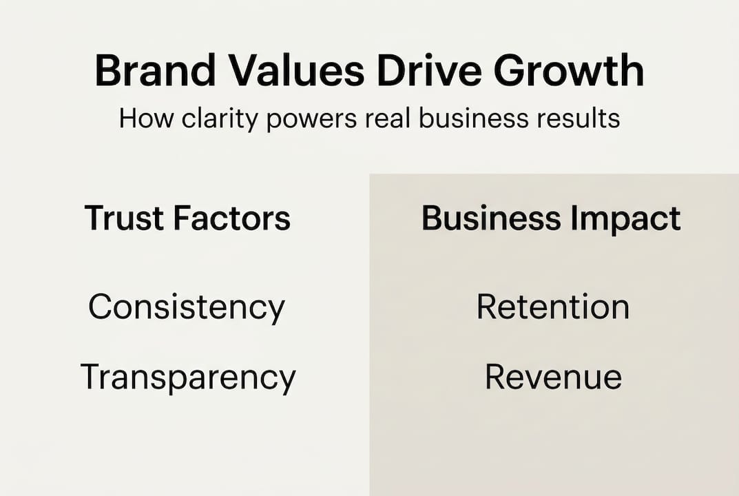 Infographic illustrating brand values and growth
