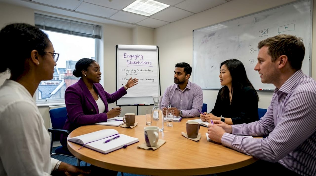 Team discussing values alignment in meeting