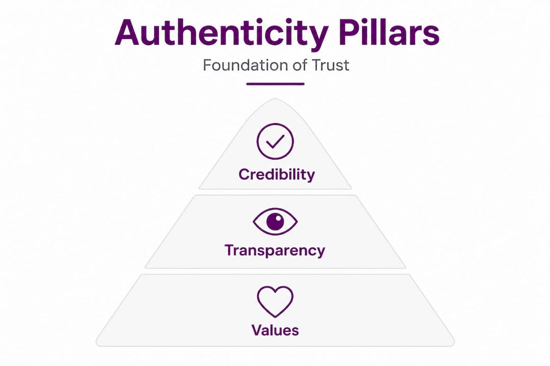 Hierarchy infographic showing three marketing pillars