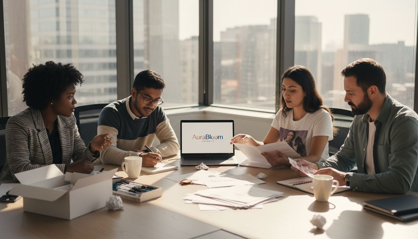 Branding specialists team at office meeting