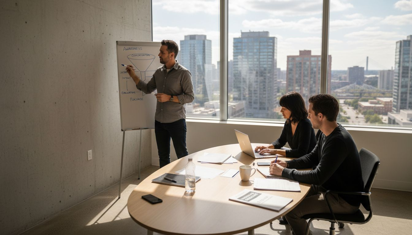 Consultant leads business strategy in sunny office