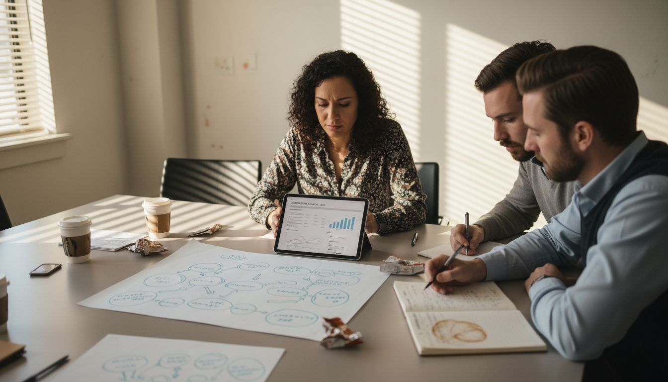 Colleagues conducting brand research meeting